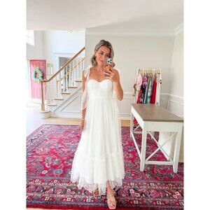 PETAL & PUP Floret Midi Dress in White Size Large